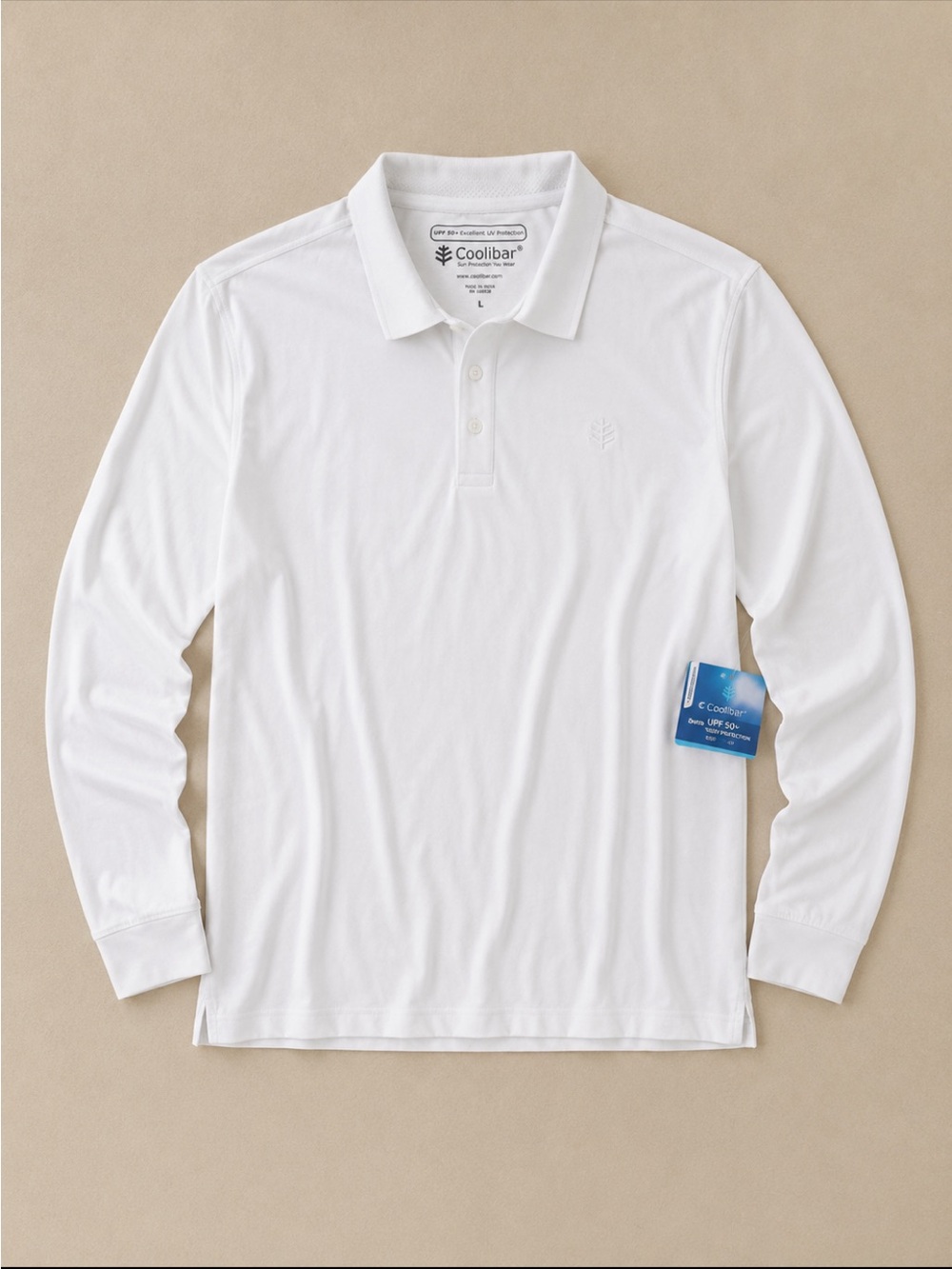 Coolibar UPF 50+ White Long Sleeve Polo Shirt Men’s Large NWT Sun Protection
